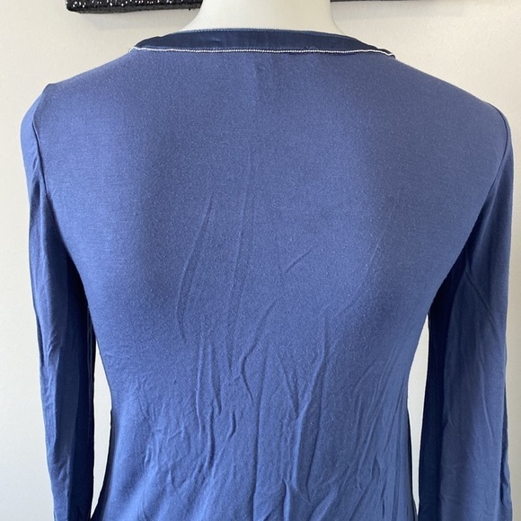 White House Black Market Ball Chain Tee Blue Long Sleeve XXS - Picture 6 of 13